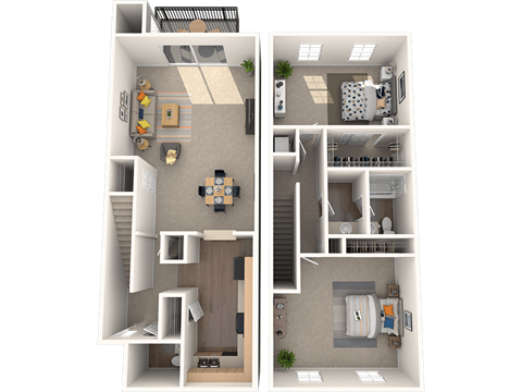 Floor plan for 2 beds, 1.5 baths, 1400 sqft